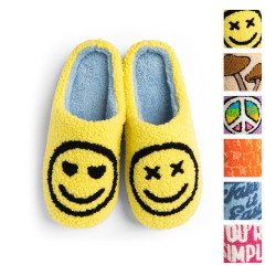 REORDER: TWO LEFT FEET LOUNGE OUT LOUD SUPER FUZZY SLIPPER SLIDES 2PC